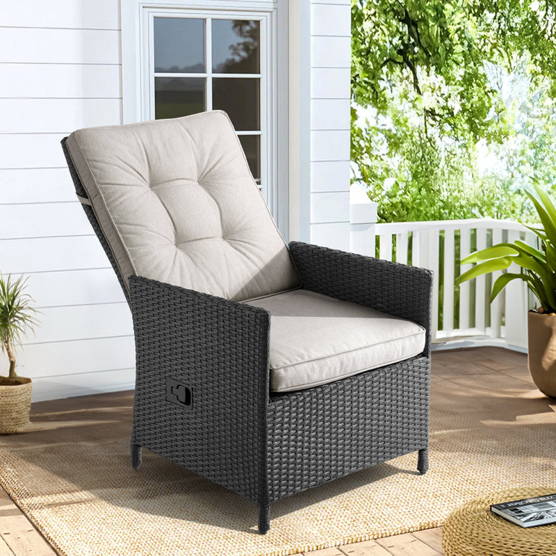 Outdoor Recliner Patio Chairs with Adjustable Backrest and Cushion